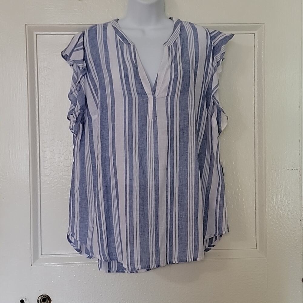 NWT Women's Blouse Blue & White striped Old Navy